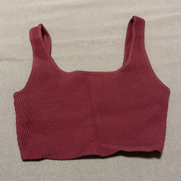 Aritzia Babaton Sculpt Knit Squareneck Cropped Tank Top Rhodon Pink - Picture 2 of 4